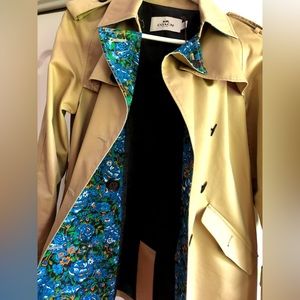 Coach Blue Floral Short Trench Coat